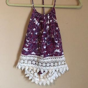 Paisley Halter Tank with Lace